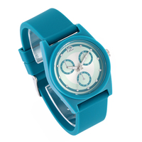 BOMAXE jam tangan casing plastik uniseks biru mewah jam tangan silikon Dial foto Analog