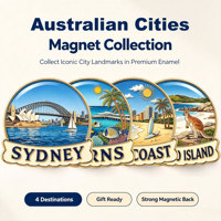 Aimant de réfrigérateur en métal émaillé dur, design personnalisé, vente en gros du fabricant, souvenir touristique de ville australienne