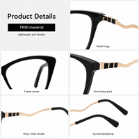 Monturas de Gafas Ópticas Ligeras de TR90 con Diseño Ojo de Gato para Mujer al por Mayor, Monturas de Gafas Graduadas de Moda, Fabricante ZgGKnk