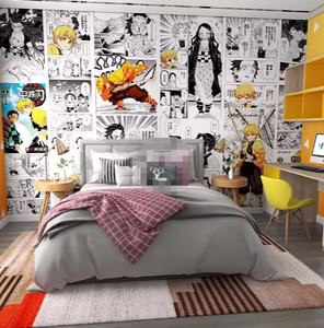 Dessin animé Anime Ghost Slayer Blade Noir et Blanc Bande Dessinée Papier Peint Stickers Muraux Anime - Product Image 2