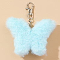 Aliexpress nouvelle imitation cheveux de lapin papillon peluche porte-clés sac pendentif créatif fourrure voiture porte-clés pendentif