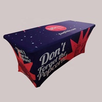 Nappe en polyester rectangulaire imprimée avec logo personnalisé carré imprimé noir de 6 pieds pour couvertures de table publicitaires