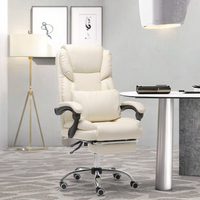 Chaise de bureau exécutive confortable en cuir véritable, style contemporain, ergonomique, avec dossier en maille, réglable en hauteur, inclinable, pivotante, en acier inoxydable, pour atelier et hôtel