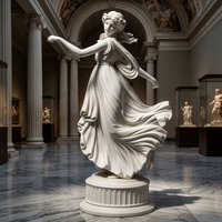 Sculpture de déesse dansante en marbre blanc massif sur mesure, artisanat traditionnel fait main pour usage intérieur/extérieur, idéale pour les villas