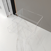 Support d'affichage transparent en acrylique à plusieurs niveaux en forme de U pour l'affichage de figurines, jouets, cosmétiques et chaussures sur un bureau