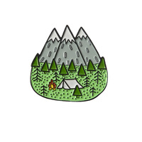 Broche DIY créative en denim, édition commémorative « Sommet de Montagne » en nickel noir, motif « Sommet de Neige à Trois Doigts », best-seller