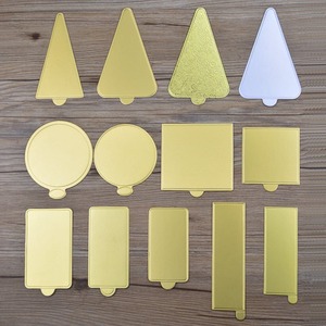 100pcs/set Golden Silver Mousse Mat Cake Base Boards Paper Board Shape <strong>Dessert</strong> <strong>Tray</strong> - Product Image 2