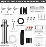 Kegerator à 3 robinets réglables avec bac de récupération de bière en acier inoxydable, tour de distribution préinstallée et pièces de kegerator pour brassage maison