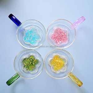 ถ้วยแก้วบอโรซิลิเกตทรงสูงน่ารักขนาด300มล. ถ้วยน้ำดื่มทำจากแก้วทรายไหลลื่นดีไซน์ใหม่ - Product Image 3