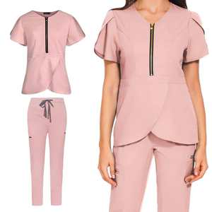 Spandex médical Scrubs Uniformes Ensembles Scrub Costumes pour Femmes À Manches Courtes Uniformes D'hôpital Jogger Style Élastique Soins Infirmiers Scrubs - Product Image 2