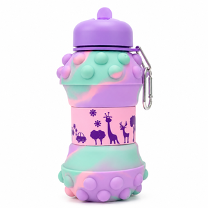 Collapsible Silicone Water Bottle 550ml Leak-Proof Kids Water Bottle Anti-Slip&Portable for <b>Flights</b> Theme Parks & Family Outings - Product Image 1