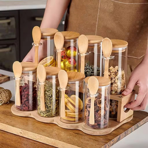 Huyo Seasoning Jars Combination Set Glass <b>Sealed</b> Moisture-Proof Scented Tea Storage with Spoon 501-800ML Modern Design - Product Image 1