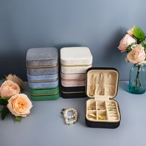 Изготовленный на заказ логотип маленькие кольца серьги ожерелье коробка для хранения бархатный Дорожный Чехол для ювелирных изделий с кожаной организацией - Product Image 2