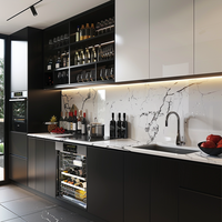 Armoires de cuisine murales en acier inoxydable sur mesure en Chine, armoires de cuisine modulaires