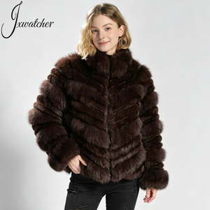 Manteau en vraie fourrure de lapin Jxwatcher, vente en gros Brésil, Casaco De Pele De Coelho, manteau réversible en vraie fourrure de renard pour femme, bouton unique, personnalisé - Product Image 1