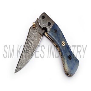 มีดพกพับดามัสกัส,พร้อมปลอกหนัง (Smk1223) - Product Image 4