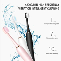 Brosse à dents électrique sonique intelligente rechargeable USB Type-C IPX7 pour adultes, portable, blanchiment des dents, 5 modes de fonctionnement, douce