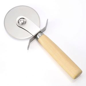 <b>Wheel</b> L Slicer Finger Guard Protection Classic Pizza Cutter With Wooden Handle - Product Image 1