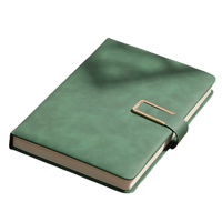 Carnet de luxe en cuir PU vert avec boucle métallique, journal professionnel à couverture rigide pour le bureau, bloc-notes personnalisé de marque