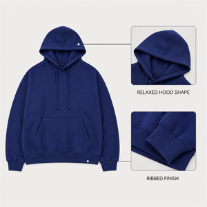 <b>Women's</b> Deep Royal <b>Blue</b> Pullover <b>Hoodie</b> Drop Shoulder Long Sleeve Sweatshirt with Kangaroo Pocket - Product Image 2