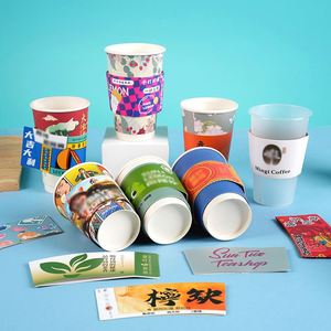 Fundas de Papel Kraft Desechables para Vasos de Bebidas Calientes con Logotipo Personalizado, Estilo Kpop, Ecológicas, para Café, Té con Leche y Bebidas con Burbujas - Product Image 3
