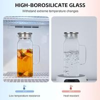 Pichets en verre carrés de 2 litres/68 oz avec poignée et couvercle, carafe à eau en borosilicate résistante à la chaleur