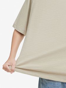 T-shirt en Coton Bambou Tricoté Tendance Rétro Été 2025 pour Homme – Col Rond Décontracté, Coupe Ample, Manches Courtes, Séchage Rapide et Anti-Plis - Product Image 3