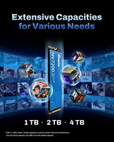 قرص صلب داخلي من نوع Biwin NV7200 SSD PCIe 4.0 NVMe M.2 2280 لأجهزة الكمبيوتر المحمولة والمكتبية (سرعة قراءة 7200 ميجابايت/ثانية، سعة 2 تيرابايت)