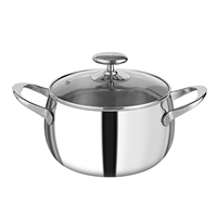 Casserole en acier inoxydable 316L avec couvercle en verre, pot de cuisson pour cuisinière à induction et cuisinière à gaz, compatible lave-vaisselle, ustensiles de cuisine