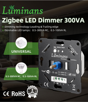 Variateur LED WiFi, interrupteur rotatif encastré adapté aux LED et ampoules halogènes à intensité variable 100-300W, sans couvercle