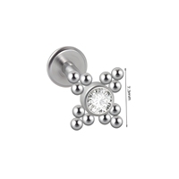 Custom Piercing Titanium ASTM F136 Internal Threaded Ball Zircon Titanium Stud Earrings Fashion Piercing Jewelry