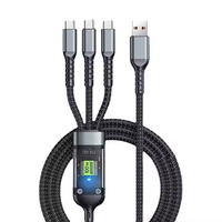 Cable de Carga USB Rápido Multifunción 3 en 1, Cable de Datos Universal para Teléfono Celular, Cable Cargador Tipo-C