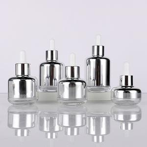 Luxury Silver <b>Dropper</b> <b>Bottle</b> Glass <b>Bottle</b> Customized Essential Oil <b>Bottle</b> Cosmetics Container Empty With Rubber Stopper <b>Dropper</b> - Product Image 1