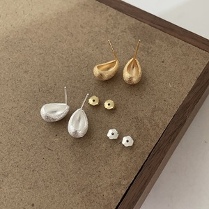 S925 Sterling <b>Silver</b> <b>Stud</b> Earrings Water Drop Shape Matte Finish Everyday Wear Women's Fine Jewelry - Product Image 4