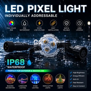 Lumières de Noël extérieures programmables, pixels RGB 50 mm, LED adressables IP68 pour toiture et <span class=keywords><strong>maison</strong></span>, utilisation permanente pour les fêtes - Product Image 2