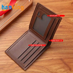 Ehanking Portefeuille d'affaires en cuir PU vintage pour homme court à deux volets doublure en polyester-Cadeau à la mode pour papa grand-père - Product Image 6