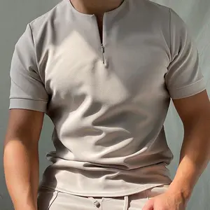 कस्टम OEM लोगो गर्मियों जिपर चेकर पोलो शर्ट ठोस ColorMen की टी शर्ट शीर्ष पुरुषों के लिए