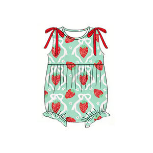 Conjuntos de Shorts Casuales de Verano para Niñas con Estampado de Flores y Lazos de Fresa, Vestido con Volantes, Pelele Burbuja para Bebé, Ropa para Hermanas - Product Image 3
