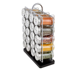 Ensemble d'épices modernes en acier inoxydable avec 20 bocaux en verre, support organisateur de <span class=keywords><strong>baguette</strong></span>, étagère avec support - Product Image 2