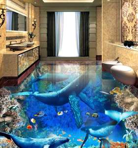 Pegatinas de Piso 3D Impermeables, Diseño de Mundo Marino, para Sala de Estar, <span class=keywords><strong>Baño</strong></span>, Pintura de Piso 3D, Adhesivo para Piso - Product Image 6