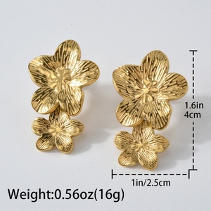 Pendientes de Moda Hipoalergénicos con Diseño de Flor, Chapados en Oro de 18k, para Mujer - Product Image 6