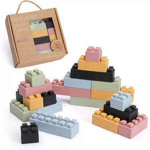 20PC Silicone DIY khối xây dựng thành phố một phần nhà tường, giáo dục mầm non lắp ráp xếp chồng khối đồ chơi Quà Tặng - Product Image 1