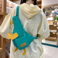 Sac à dos en toile motif canard bleu amusant pour fille, sac à dos personnalisé en toile pour enfants