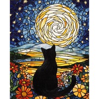 Kit de Peinture Diamant 5D DIY Moderne Écologique : Art Mural Imprimé Van Gogh - La Nuit Étoilée, Sentier et Forêt