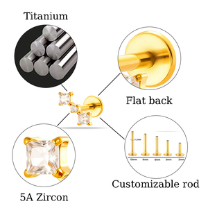 HENGSEN Vente en gros Bijoux de piercing en titane 23G plaqué or, clous d'oreille pour tragus, hélix et cartilage, bijoux de corps tendance pour femmes - Product Image 2