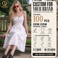 Robe midi florale blanche personnalisable pour femme, style bohème, à fines bretelles et taille haute, idéale pour l'été