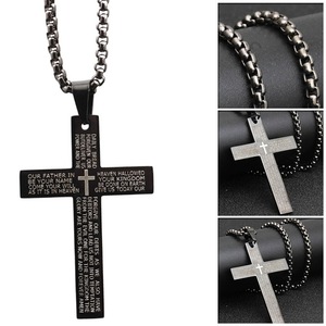 Kalung Salib Yesus Anti Air Bahan Stainless Steel Unisex Grosir, Kalung Salib Tebal Pria Rantai Kotak Gaya Hip Hop untuk Hadiah - Product Image 3
