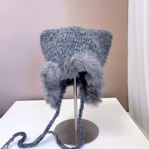 5 Màu Sắc Beanie Mũ Dệt Kim Mùa Đông Xô Mũ Mùa Thu Mùa Đông Ấm Beanie Cap Mèo Tai Hat - Product Image 4