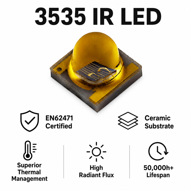 3535 1400nm 1500nm 3W 12W High Power IR LED Diode EN62471 Certified Gold-Plated Ceramic Substrate Infrared SMD LED 3535 IR LED