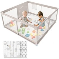 Parc de jeu pliable en maille pour bébé facile à transporter avec tapis, clôture en plastique pour bébé, parc pour bébé et tout-petits